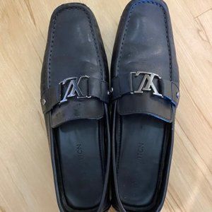 Authentic Louis Vuitton Men's Black Calf Leather Buckle Loafers Dress –  Paris Station Shop